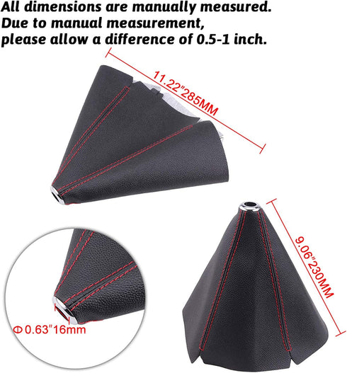 RASTP PU Leather Shift Boot Waterproof Shift Knob Dust Cove Universal for Manual/Auto with Red Stitching,Red...