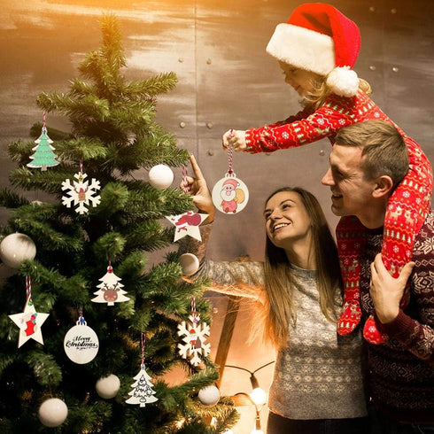 OurWarm 40PCS Wooden Christmas Ornaments Unfinished Wood Slices with Holes, Christmas Crafts DIY Centerpieces Wooden Ornaments to Paint Hanging De...
