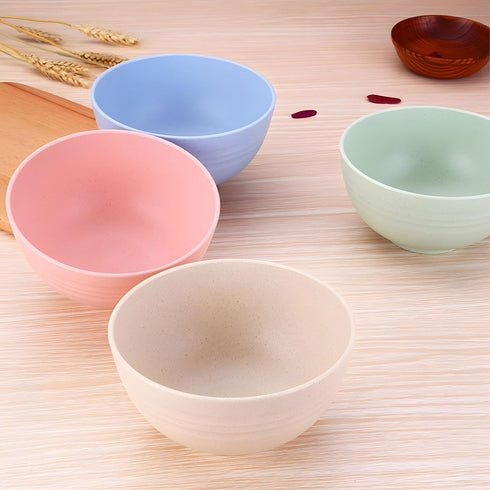 Unbreakable Cereal Bowls,Reusable Wheat Straw Bowl,Dishwasher and Microwave Safe- BPA Free,4 Colors Cereal Reusable Dinner Bowls 4 Set, (Classic B...