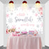 Mocsicka Snowflake Baby Shower Backdrop - Winter Wonderland Photography Background - Pink & Silver Snowflakes - 7x5ft (82x60 inch)...