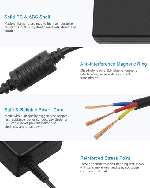 ALITOVE 19V 3.42A Universal Laptop Charger 2.53A 2.1A Monitor Power Supply Cord 65W 48W 40W for HP LG Monitor Samsung TV Acer Chromebook Toshiba S...
