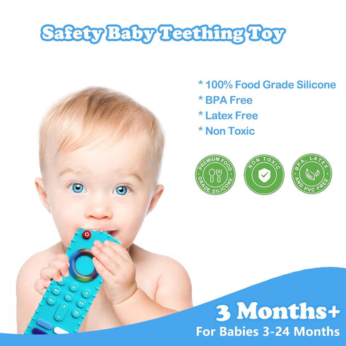 Baby Teething Toys, Food Grade Silicone Teether for Babies 3 6 12 18 Months, Fire Stick TV Remote Shape Toddlers Chew Toys, Freezer BPA Free (FTV ...
