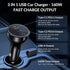 Car Charger, 160W USB C Car Charger, 3 Ports QC5.0 PD3.1 PPS Fast Charging, Car Phone Charger Adapter, Compatible with Smartphones PC Tablets...
