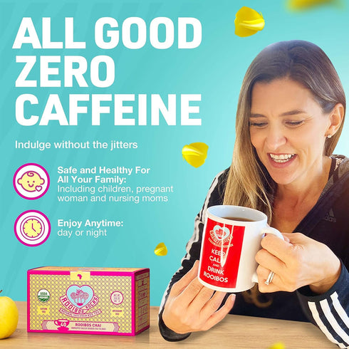 Caffeine Free Chai Rooibos 40 Tea Bags – Ethically Farmed, USDA Organic Chai Tea Bags - South African Red Bush Caffeine Free Chai Tea in Tagless T...