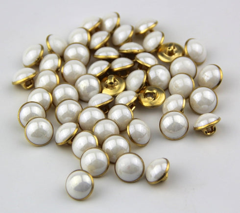 Pack of 25pcs 13mm White Pearl Half Resin Dome Cap Copper Base Buttons for Crafting Sewing Scarpbooking Scarf and Clothes...