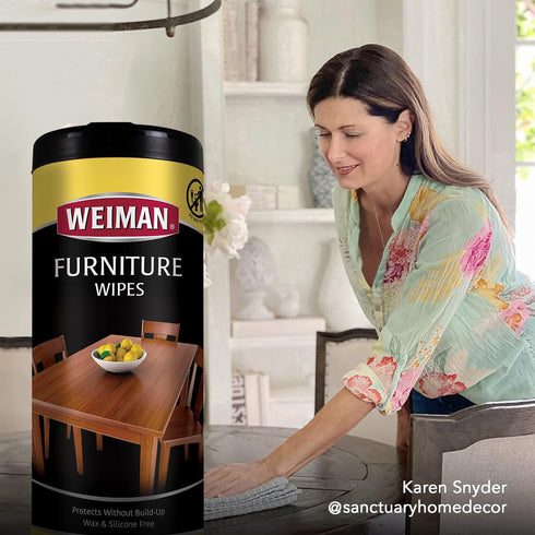 Weiman Wood Cleaner and Polish Wipes - 4 Pack (120 Wipes) - for Furniture to Beautify and Protect No Build-Up Contains Ultra Violet Protection Ple...