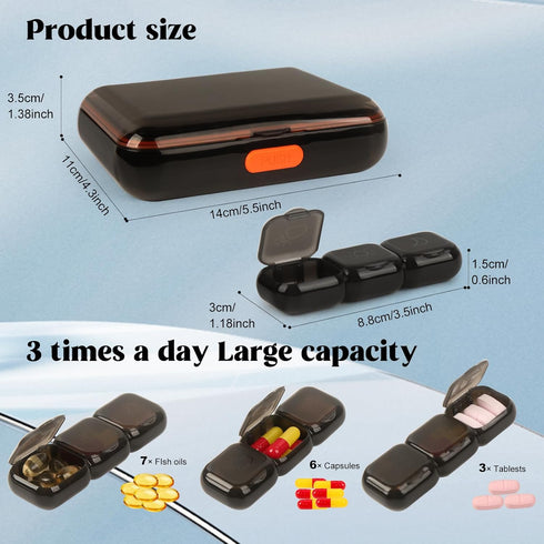21girds Pill Organizer 7 Day, 3 Times a Day Large Weekly Pill Box, Push Button Daily Pill Case for Vitamin, Fish Oil, Supplements Waterproof...