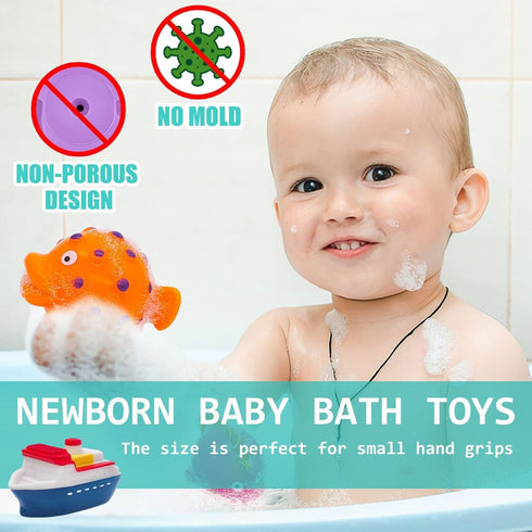 Mold Free Baby Bath Toys - Toy Boats No Hole Infant Toddler Bath Toy for Kids Age 1 2 3 4 Bathtub Water Pool Toys for Infants 6-12-18-24 Months Gi...