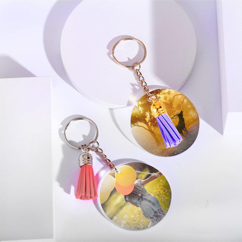 120 pcs Acrylic Keychain Blank Kit: Silver Tassels, Rings & Jump Rings for Craft, DIY Jewelry Making...