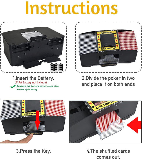Automatic Shufflers Playing Card Shuffling Machine Battery Operated Tool for UNO, Texas Hold'em, Home Card Games, Blackjack, Electric Casino Poker...