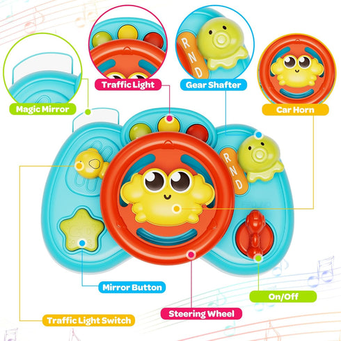 MOONTOY Steering Wheel Toys for Baby 6-12 Months, Simulated Driving Wheel, Interactive Baby Toys, Musical Pretend Driving Toy, Learning Toys for 6...