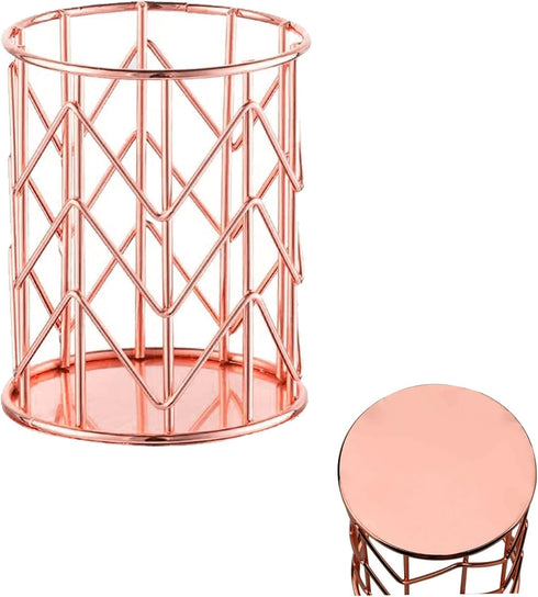Rose Gold Pencil Cup Wire Metal Mesh Pen Holder Make Up Brush Holder, Pen Cup Pen Organizer Accessories for Desk Office Home School 1PC...