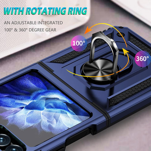 for Samsung Galaxy Z Flip 6 Case with Hinge Protection and 360°Rotate Ring Magnetic Kickstand, Samsung Z Flip6 Phone Case for Samsung Galaxy Z Fli...