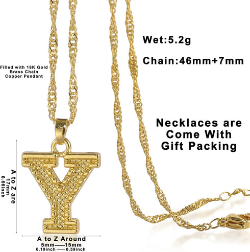 Dainty Initial Necklaces for Women, 26 Alphabet Pendant Chain Necklace from A-Z, 18K Gold Plated Name Letter Pendant Charm Necklace for Women...