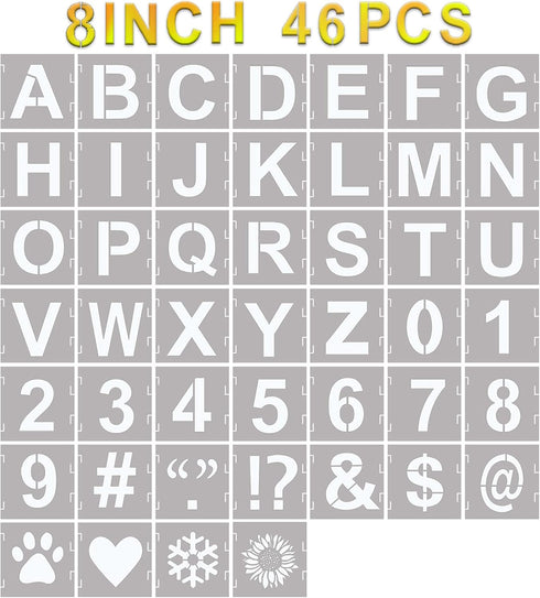 46 Pcs Letter Stencils Symbol Numbers Craft Stencils, Reusable Alphabet Templates Interlocking Stencil Kit for Painting on Wood, Wall, Fabric, Roc...