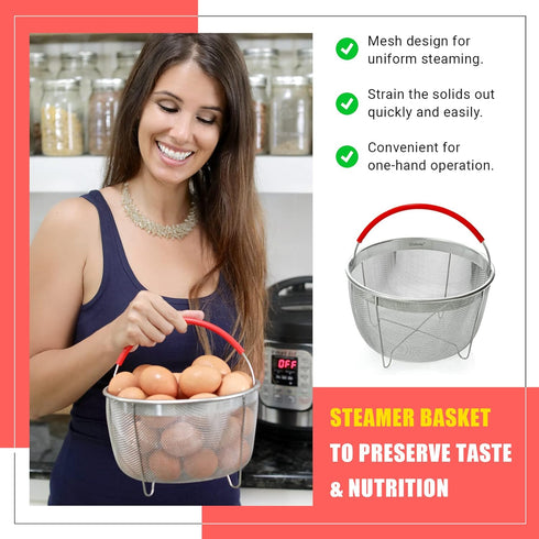 Original Salbree Steamer Basket for 3 quart Instant Pot Accessories, Stainless Steel Strainer and Insert fits IP Insta Pot, Instapot 3 qt, Other P...