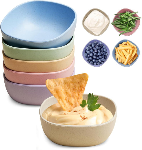 6 Pack Wheat Straw Soy Sauce Dishes, 4.5 OZ Small Dessert Bowls, Unbreakable Dipping Bowls, Pinch Bowls Set, Dipping Sauce Cups, Mini Prep Bowls, ...