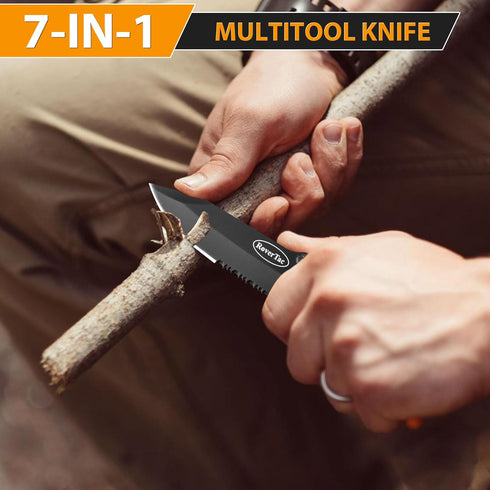 RoverTac Pocket Knife Multi Tool Tactical Knife Multitool Knife with Scissors Bottle and Can Opener Fire Starter Whistle Screwdriver Perfect for C...
