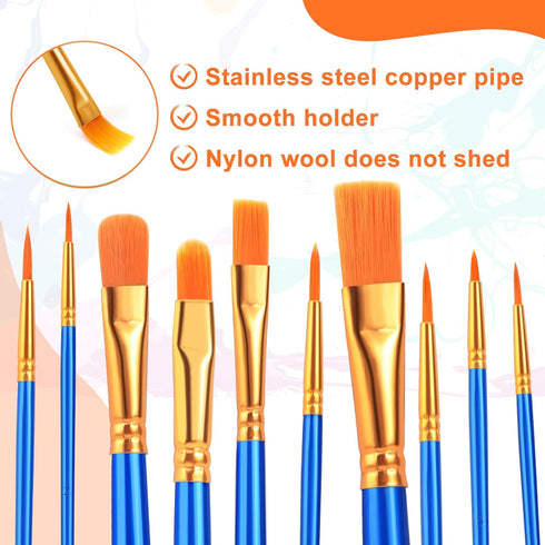 ESRICH Paint Brushes, 2 Packs / 20 Pcs Nylon Miniature Paintbrushes, Face and Body Watercolor Oil Painting Artist Professional Acrylic Paint Brush...