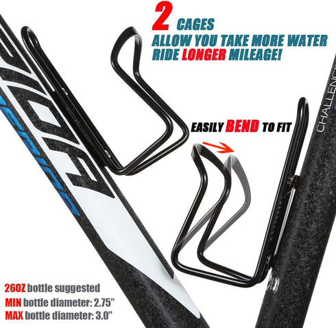 UShake Water Bottle Cages, Basic MTB Bike Bicycle Alloy Aluminum Lightweight Water Bottle Holder Cages Brackets(2 Pack- Drilled Holes Required)...