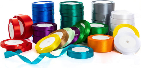 Solid Color Satin Fabric Ribbon (Cream, 3/8" x 25 Yards)...