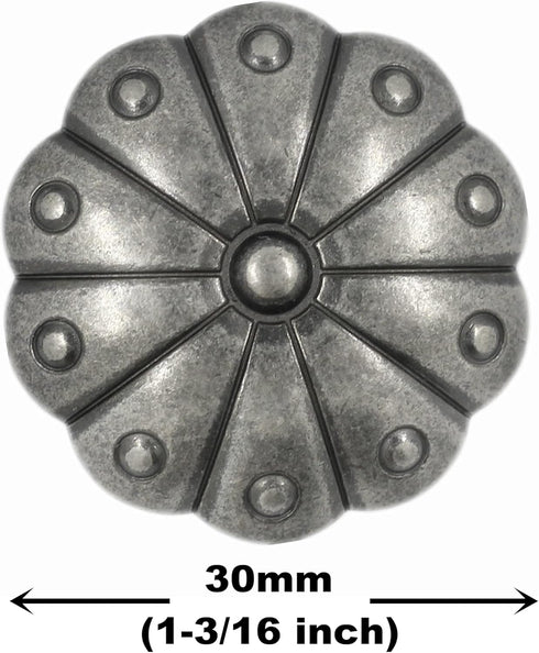 Bezelry 8 Pieces Grand Cactus Flower Metal Shank Buttons. 30mm (1-3/16 inch) (Gray Silver)...