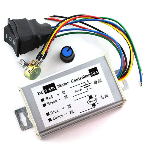 DZS Elec 1pc DC Motor Speed Controller 9-60V Forward/Reverse High Power PWM Control Switch Motor Speed Regulator DC 12V 24V 36V 48V 60V 20A 1200W...