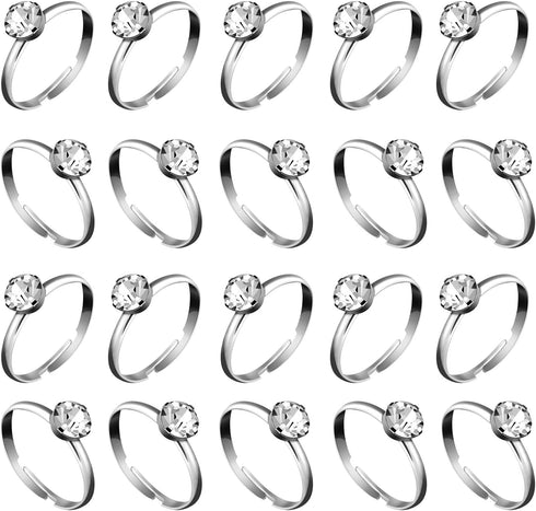 Whaline 36 Packs Diamond Engagement Rings Bridal Shower Rings for Wedding Table Decorations, Party Supply, Favor Accents, Cupcake Toppers...