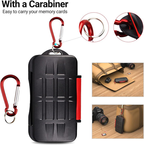Kiorafoto 12 Slots SD SDHC SDXC Card Holder Case Professional Water-Resistant Anti-Shock Memory Card Storage Protector Wallet with Carabiner...