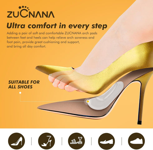 Arch Support Inserts Women for Flat Feet, Soft Gel Arch Insoles for Plantar Fasciitis, Non Slip Arch Pads for Foot Pain Relief, One Size Fits Any...