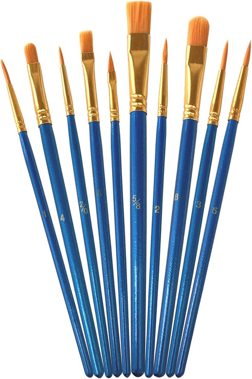 Paint Brushes Set,1 Pack 10 Pcs Nylon Hair Painting Brushes for Acrylic, Oil and Watercolor Paint...