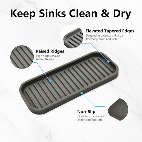 Gosmol Silicone Sponge Holder Kitchen Sink Organizer Tray Dish Caddy Soap Dispenser, Scrubber Spoon Holder,Dishwashing Accessories 2 Pack (Brown)...