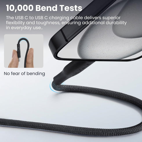 pitaka USB C to USB C Cable, Nylon Braided USB C Charger Cable, 3.94ft USB C Cable for iPhone 15, Samsung Galaxy S Seires, Pixel, PS5 Controller, ...