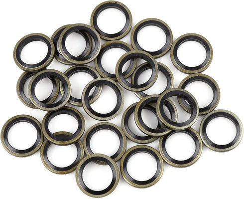 X AUTOHAUX 25pcs M12 Bronze Tone Car Engine Oil Drain Crush Flat Bonded Washer Gaskets...