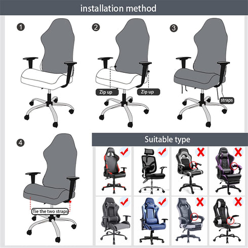 Gaming Chair Covers Slipcovers with Armrest Covers,Stretch Game Computer Office Desk Chair Cover Protector,Soft Polyester Fabric,Rotating Armchair...
