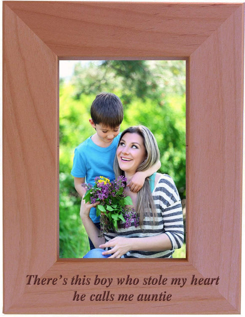 CustomGiftsNow There's This boy who Stole My Heart he Calls me Auntie - Engraved Wood Picture Frame (4x6 Vertical)...