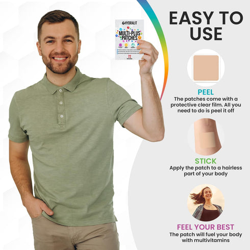 Multi Plus Topical Patch for Adults Men Women Essential Daily Healthy Patches Natural Boost Time-Released Formula All Day Nutrition Immune Support...