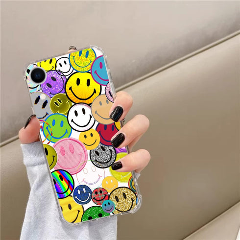 Cute Hippie Smile Face Phone Case for iPhone XR, Colorful Retro Smile Face Case Compatible with iPhone XR for Girls Boys Women Men, Unique Trendy ...