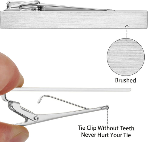 2.2/2.5Inch Tie Clips for Mens Regular Tie and Traditional Tie in Gift Box, Gold Silver Black Color Tie Bar Set, Birthday Anniversary Christmas Va...