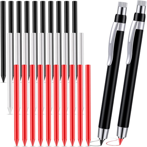 5.6 mm Diameter Mechanical Pencil Artist Carpenter Drafting Pencils Come with Pencil Refills Metal Marker with Built Sharpener for Construction Dr...