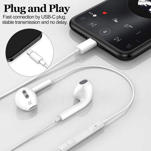 Earbuds Wired Headphones with HiFi Stereo, Clear Calls, Nosie Reduction Built-in Microphone & Volume Control Headsets Compatible with iPhone 14/13...