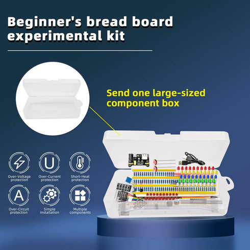 Electronics Component Kit?37 Values Total 480 Pcs Electronic Component Assortment Kit with Power Supply Module 830 tie-Points Breadboard Compatibl...