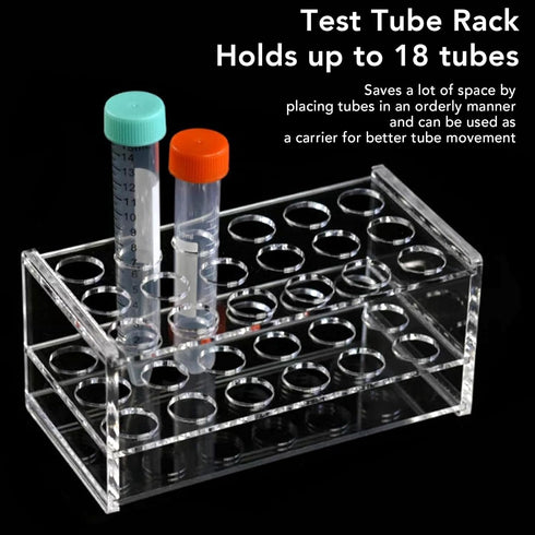 17mm Test Tube Rack with 18 Holes - Durable Transparent Centrifuge Tube Holder for 10ml and 15ml Test Tubes...