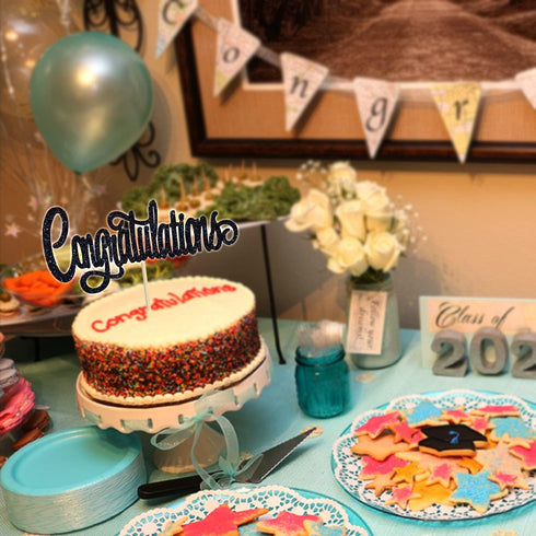 Congratulations Cake Topper, Congrats Grad Graduate, 2025 Graduation/Wedding/Birthday/Anniversary/Retirement Celebration Party Decorations Supplie...