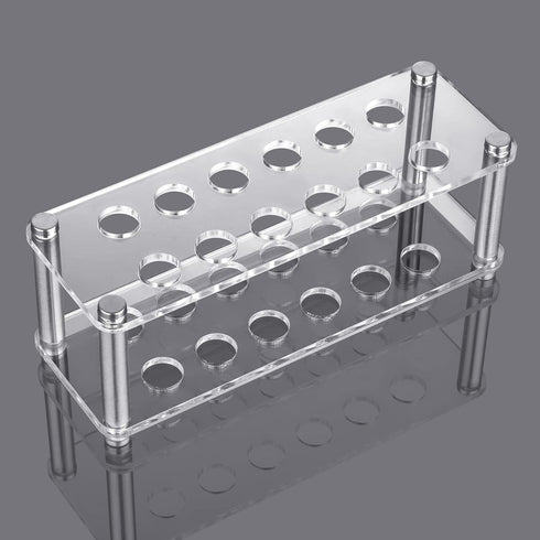 Ackers Transparent Acrylic Test Tube Bottle Small Glass Holder,Built-in Handle, 12 Tube Capacity, 0.7" (18mm) Holes for 10ML Test Tubes...