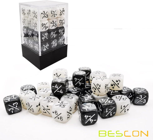 36pcs 12mm Positive and Negative Dice Counters Set, Small Token Dice Loyalty Dice Compatible with MTG, CCG, Card Games...
