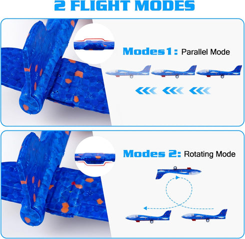 3 Pack Airplane Launcher Toys, 2 Flight Modes LED Foam Glider Catapult Plane, Outdoor Flying Toy for Kids, Birthday Gifts for Boy Girl 6+ Year Old...