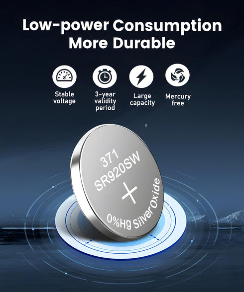 SR920SW 370 371 Watch Battery AG6 LR921 V371 1.55V Silver Oxide Battery Long Lasting Button Coin Battery 40 Pack...