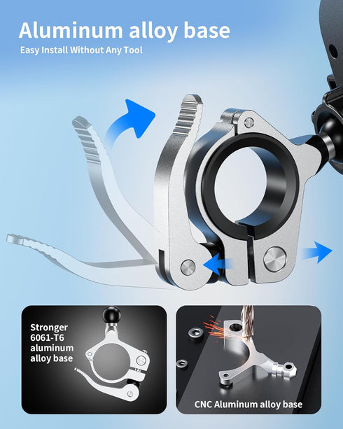 Kewig Motorcycle Phone Mount, Bike Phone Mount with Quick Install Handlebar Clamp, Scooter ATV Motorcycle Cell Phone Holder Cradle with Aluminum A...