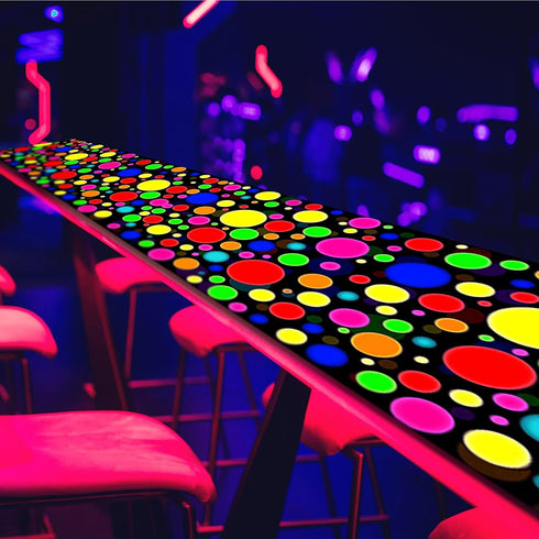 Haull 1 Pcs 118 x 39 Inches Neon Light up Dance Floor Glow in The Dark Runner Rugs UV Reactive Blacklight Rug Fluorescent Floor Runner for 80s 90s...